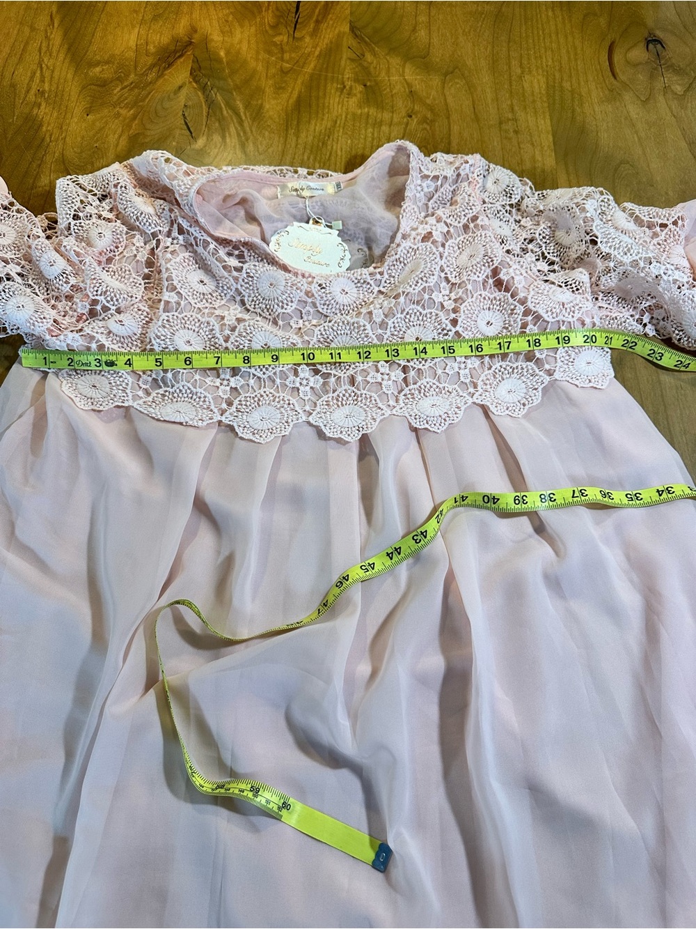 Simply Couture Blush Pink Lace Chiffon Tunic Top 3/4 Sleeve Plus Size 3XL NWT - Picture 6 of 11